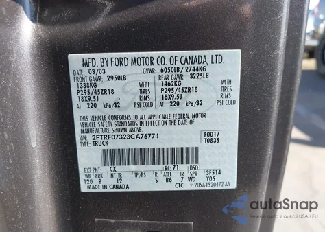 2003 Ford F-150 Lightning from USA, damaged, VIN 2FTRF07323CA76774